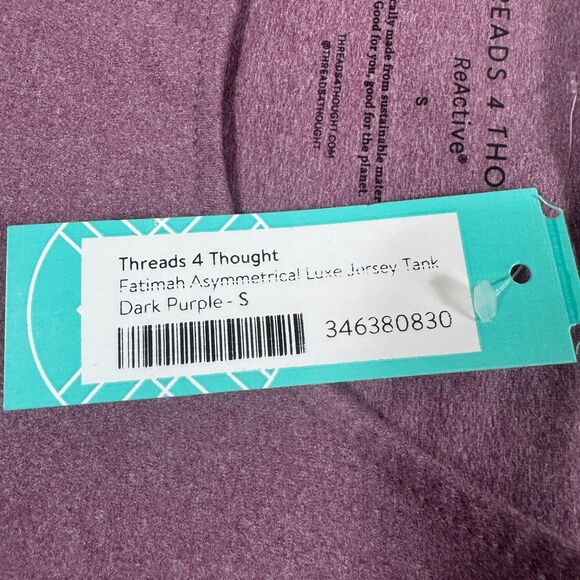 NWT Threads 4 Thought Women's Fatima Asymmetrical Luxe Jersey Tank Small Purple - Picture 5 of 11